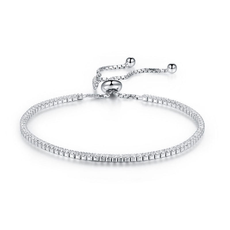 Solid 925 Sterling Silver Bracelet Adjustable Fashion Birthday Bridesmaid Gift