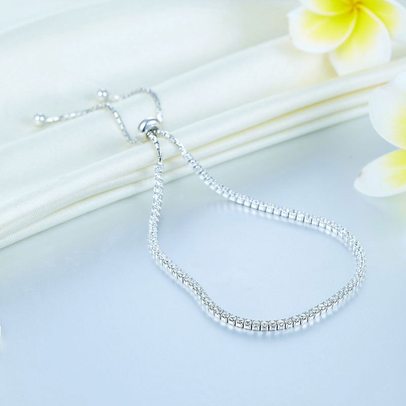 Solid 925 Sterling Silver Bracelet Adjustable Fashion Birthday Bridesmaid Gift