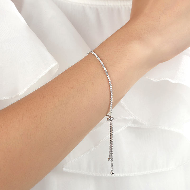 Solid 925 Sterling Silver Bracelet Adjustable Fashion Birthday Bridesmaid Gift