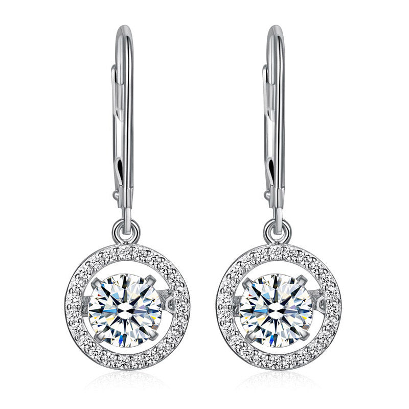 Dancing Stone Dangle Drop Earrings 925 Sterling Silver Wedding Gift
