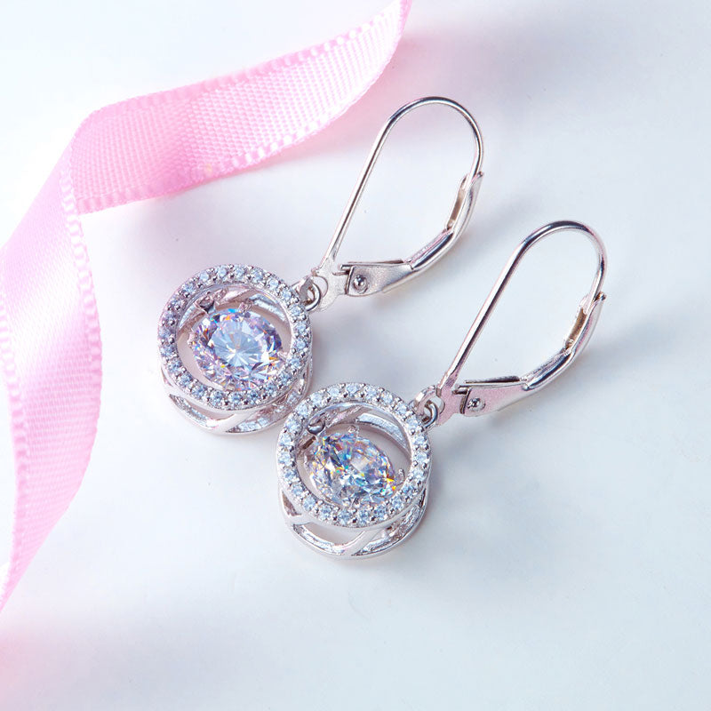 Dancing Stone Dangle Drop Earrings 925 Sterling Silver Wedding Gift