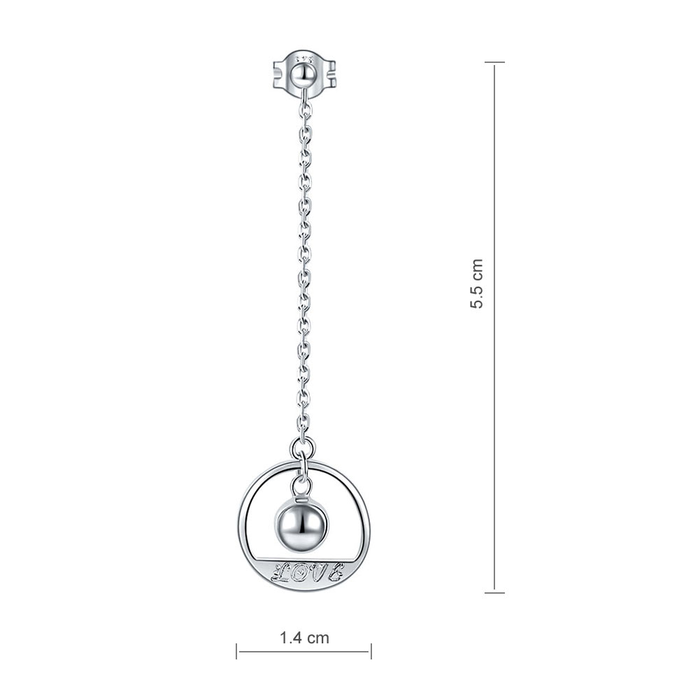 Solid 925 Sterling Silver Long Drop Dangle Love Earrings