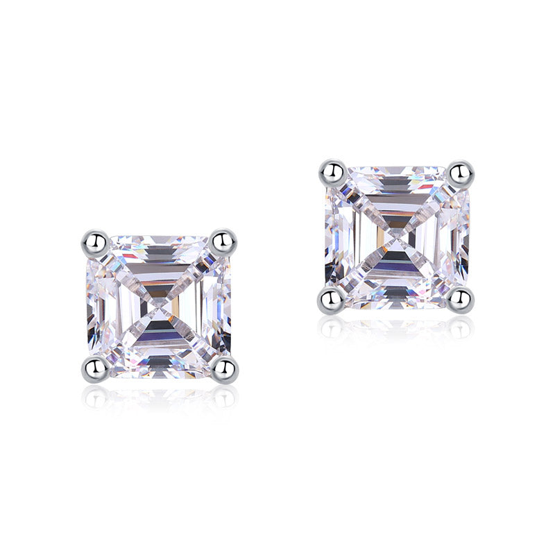 1 Ct Asscher Cut Simulated Diamond Stud Earrings 925 Sterling Silver