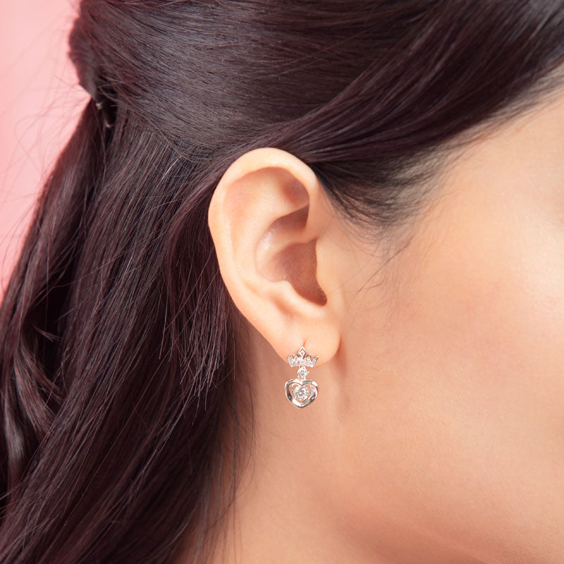 Dancing Stone Dangle Crown Earrings 925 Sterling Silver
