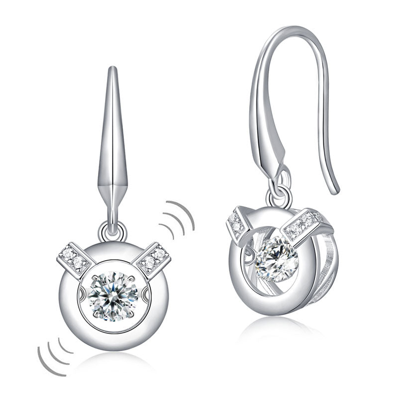 Dancing Stone Earrings Dangle Hook 925 Sterling Silver
