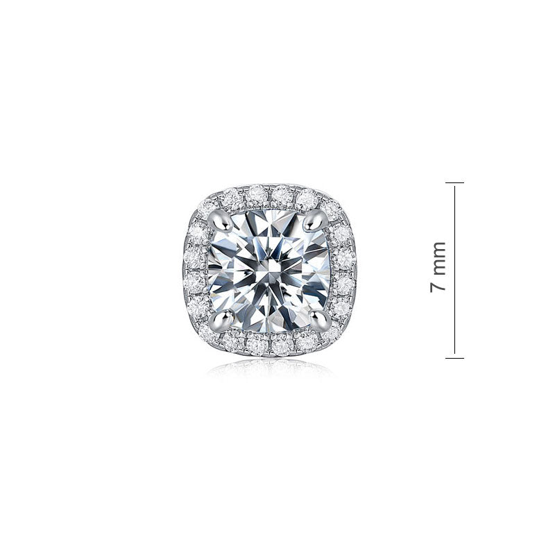 Cushion Cut 0.6 Carat Moissanite Diamond Stud Earrings 925 Sterling Silver