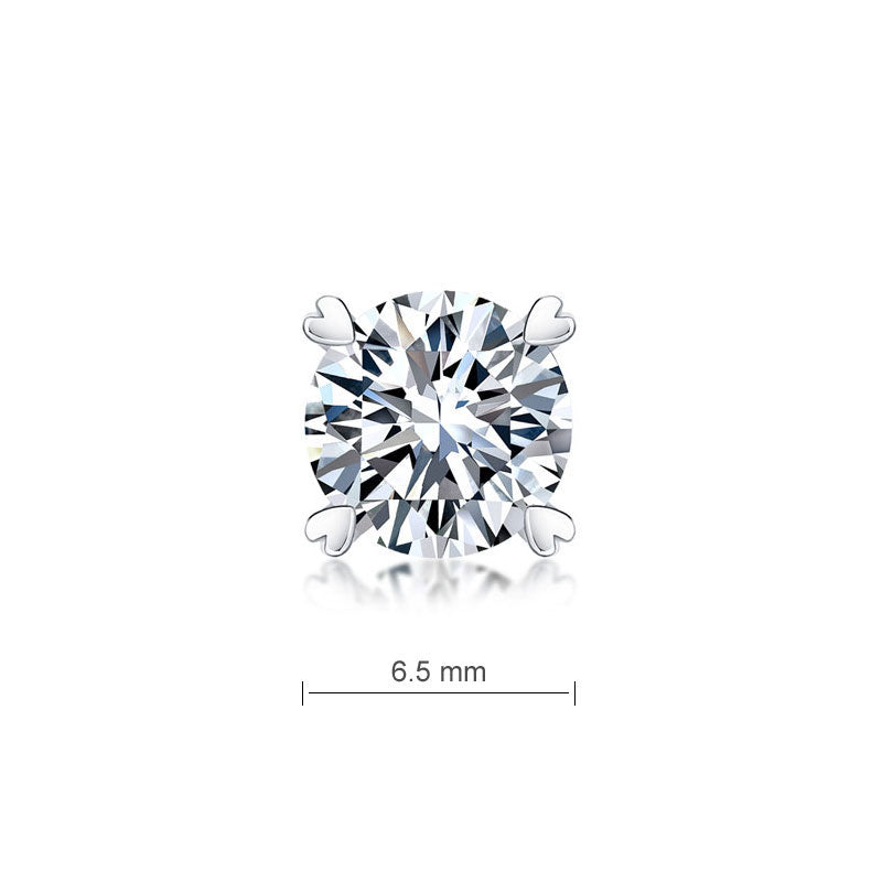 1 Carat Moissanite Diamond Heart Claws Stud Earrings 925 Sterling Silver