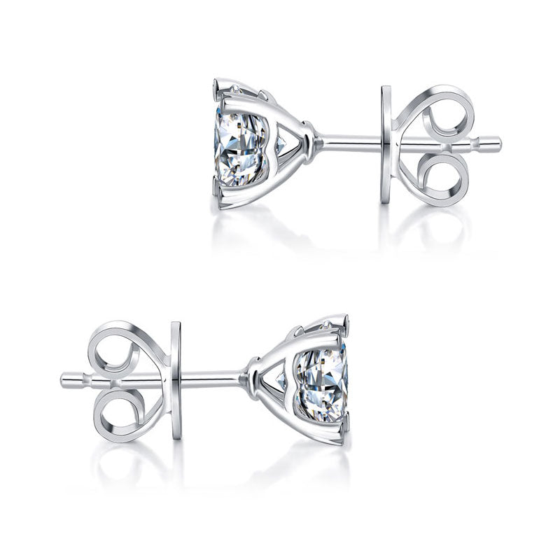 1 Carat Moissanite Diamond Heart Claws Stud Earrings 925 Sterling Silver