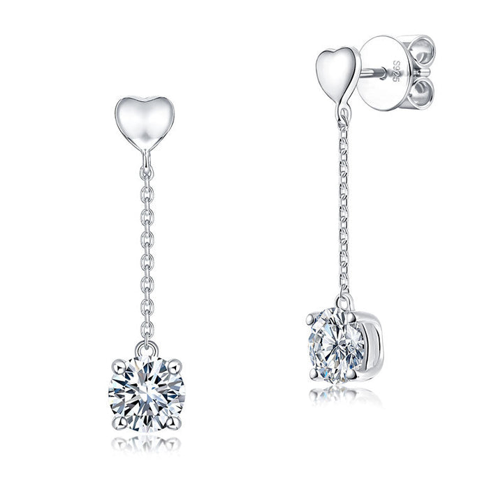 1 Carat Moissanite Diamond Dangle Earrings 925 Sterling Silver