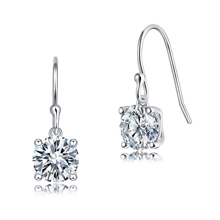 1 Carat Moissanite Diamond Hook Drop Earrings 925 Sterling Silver
