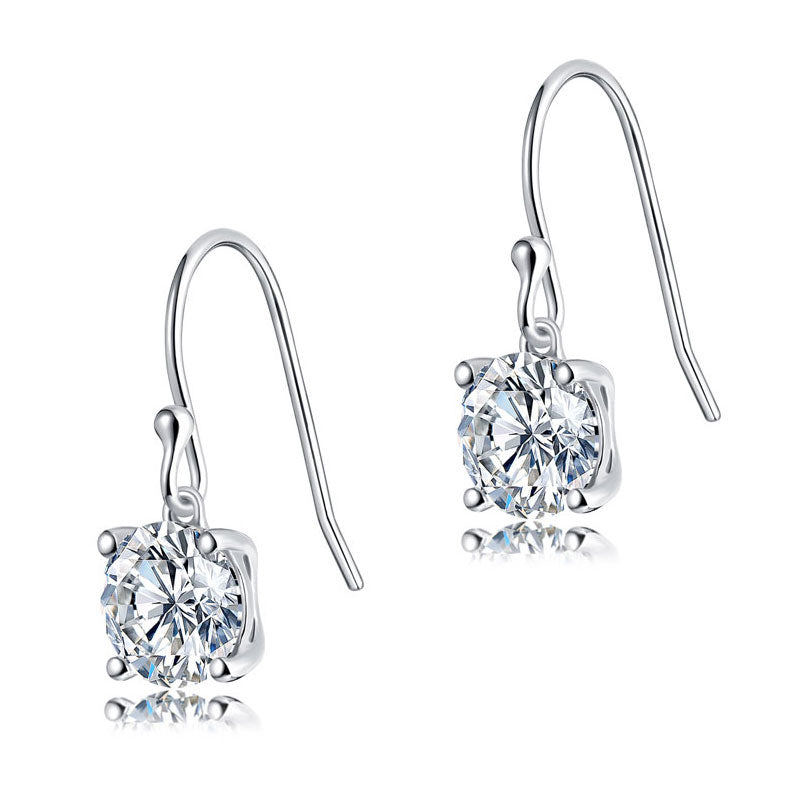 1 Carat Moissanite Diamond Hook Drop Earrings 925 Sterling Silver
