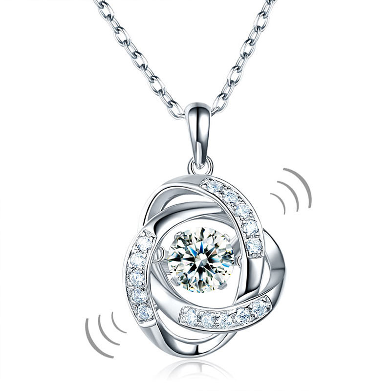 Dancing Stone Pendant Necklace Solid 925 Sterling Silver