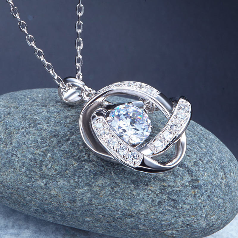 Dancing Stone Pendant Necklace Solid 925 Sterling Silver
