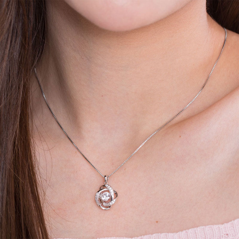 Dancing Stone Pendant Necklace Solid 925 Sterling Silver