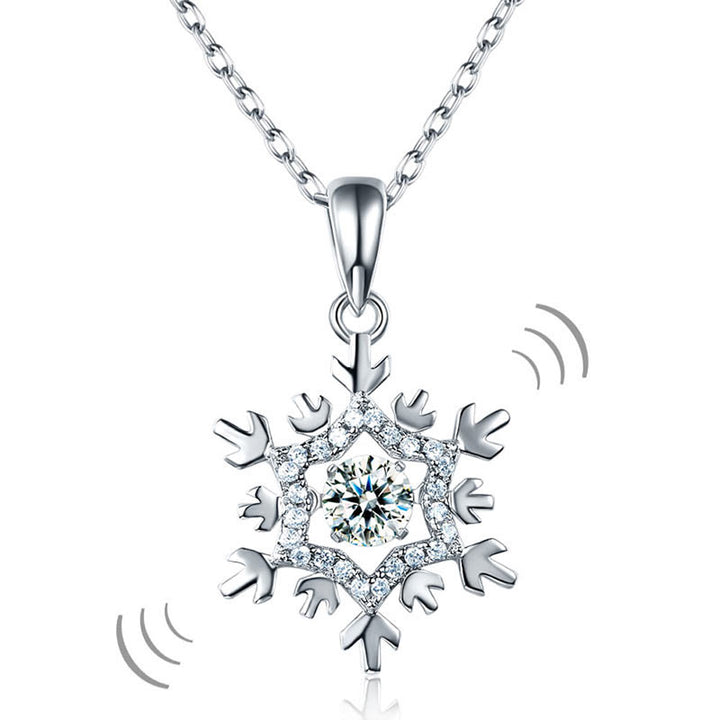 Dancing Stone Snowflake Pendant Necklace 925 Sterling Silver Good for Bridal Bridesmaid Gift