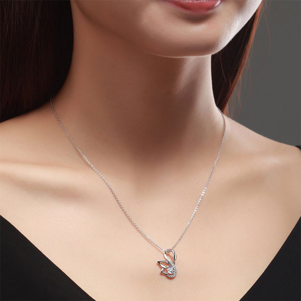 Swan Pendant Necklace 925 Sterling Silver Jewelry Simulated Diamond