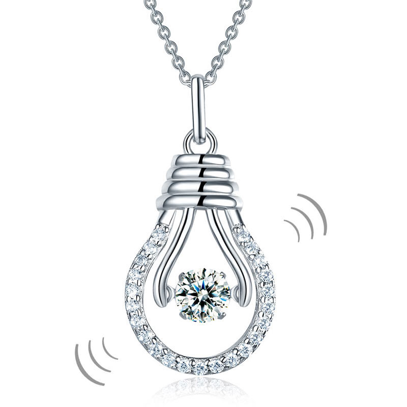 Dancing Stone Bulb Pendant Necklace 925 Sterling Silver