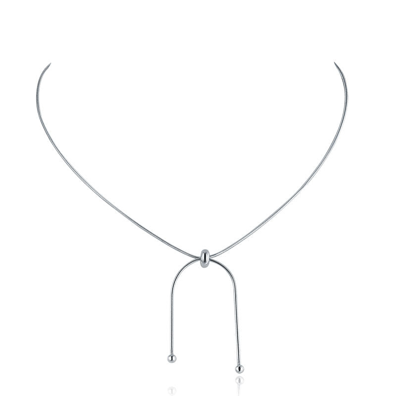 Adjustable Solid 925 Sterling Silver Necklace Stylish Jewelry Birthday Gift