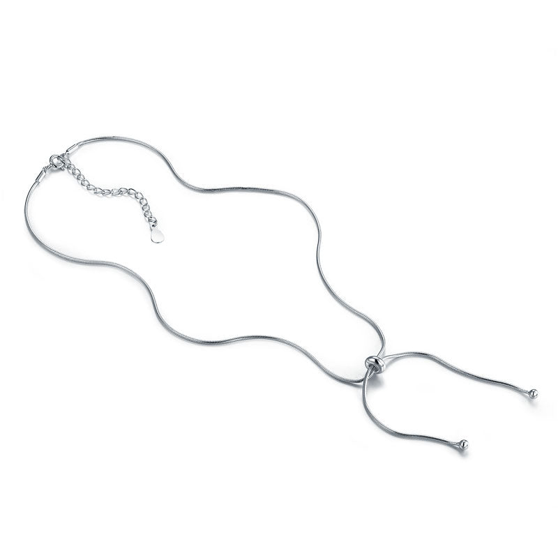 Adjustable Solid 925 Sterling Silver Necklace Stylish Jewelry Birthday Gift