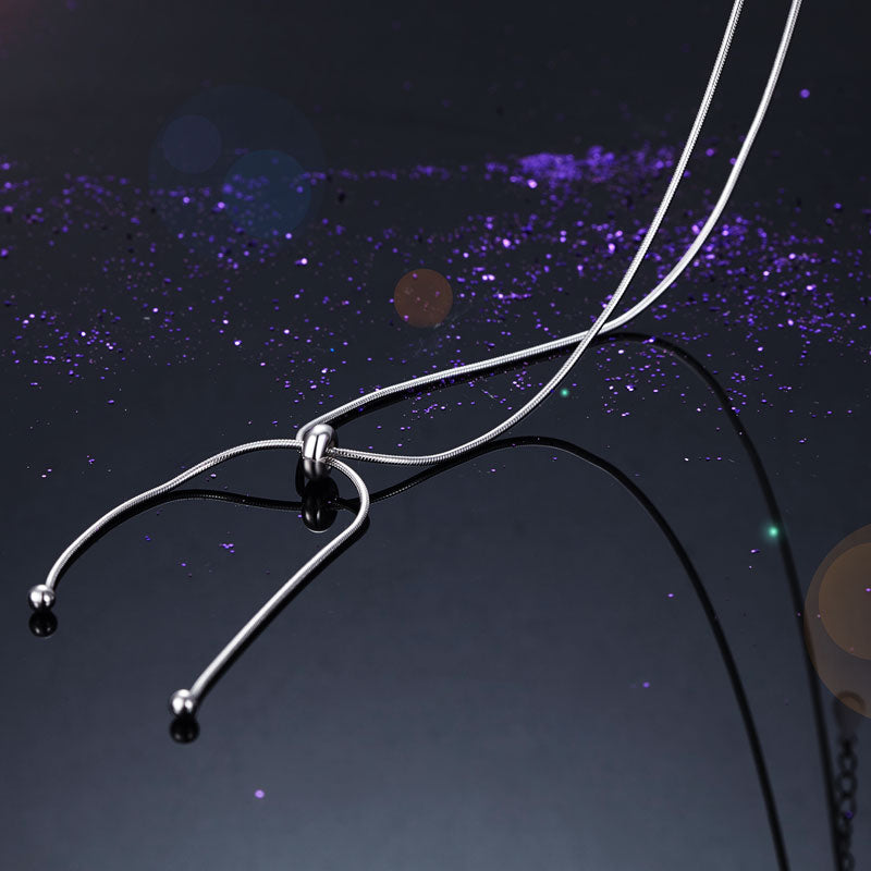 Adjustable Solid 925 Sterling Silver Necklace Stylish Jewelry Birthday Gift