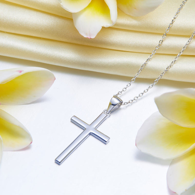 Cross Pendant Necklace Solid 925 Sterling Silver