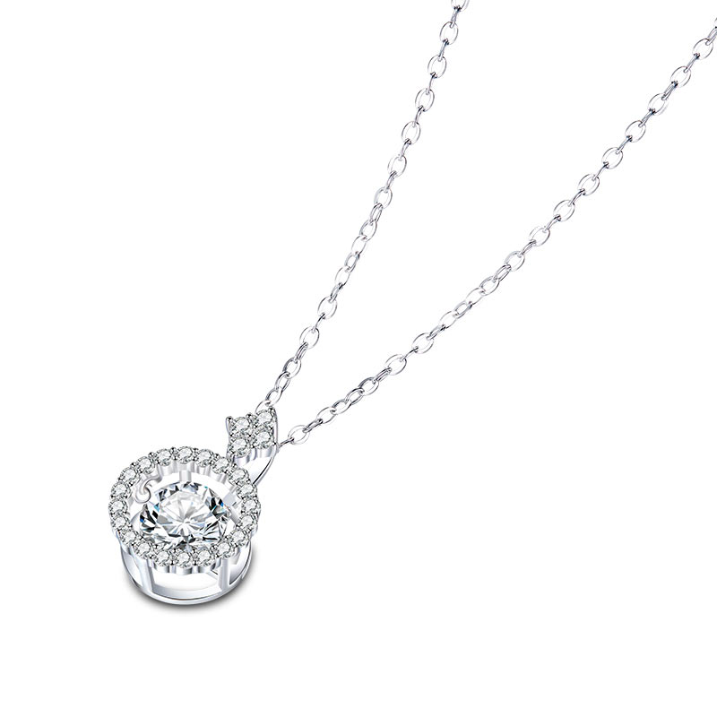 1 Carat Moissanite Diamond Dancing Stone Necklace 925 Sterling Silver