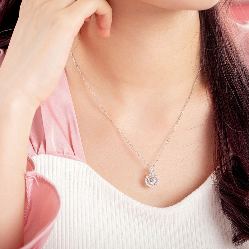 1 Carat Moissanite Diamond Dancing Stone Necklace 925 Sterling Silver