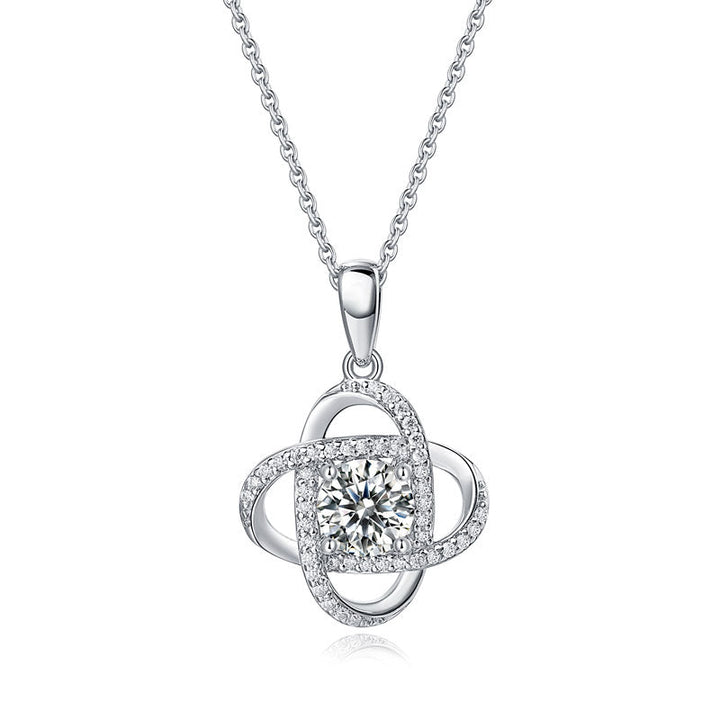 1 Ct Moissanite Diamond Flower Pendant Necklace 925 Sterling Silver