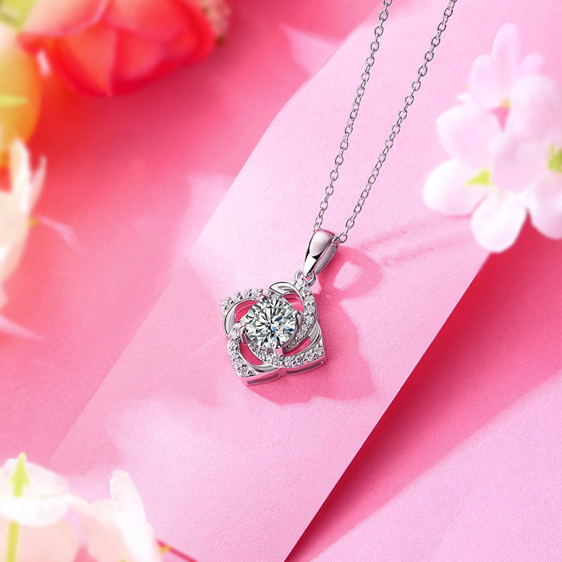 1 Ct Moissanite Diamond Rose Pendant Necklace 925 Sterling Silver