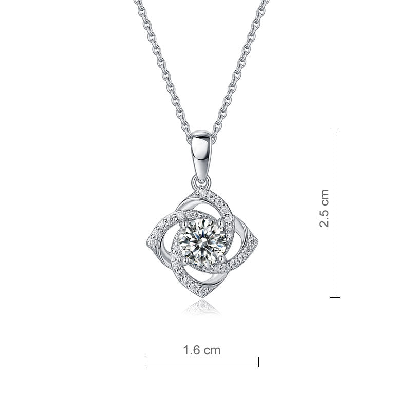 1 Ct Moissanite Diamond Rose Pendant Necklace 925 Sterling Silver
