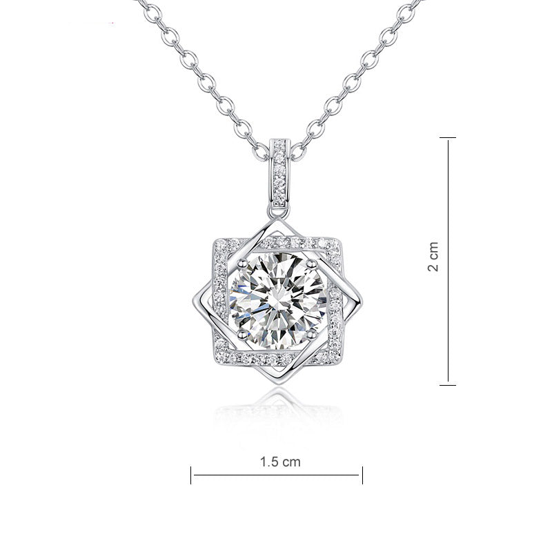 2 Carats Moissanite Diamond Octagram Pendant Necklace 925 Sterling Silver