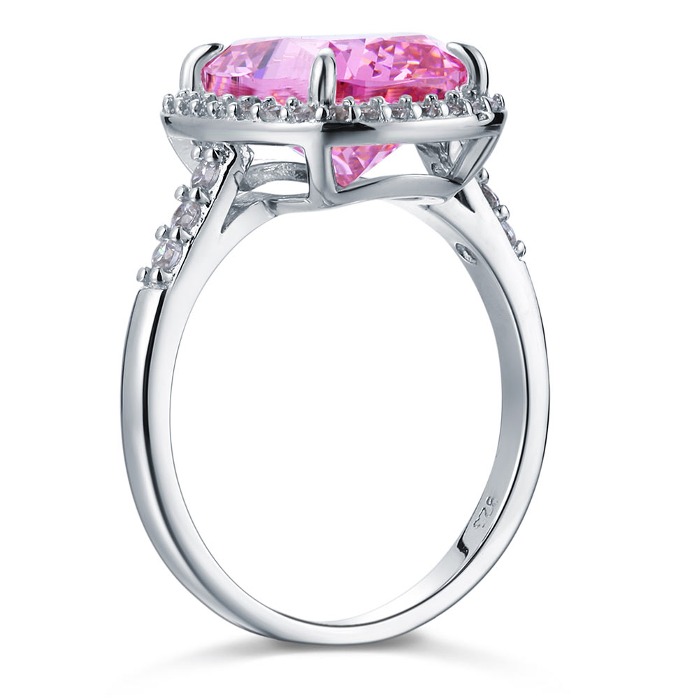 925 Sterling Silver Luxury Engagement Ring 6 Ct Cushion Fancy Pink Simulated Diamond