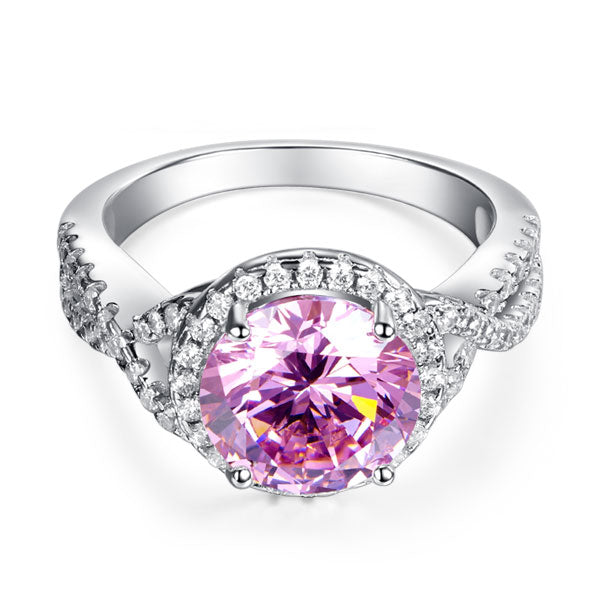 3 Carat Fancy Pink Simulated Diamond 925 Sterling Silver Wedding Engagement Luxury Ring Promise Anniversary