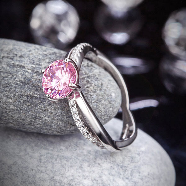 925 Sterling Silver Wedding Promise Anniversary Ring 1.25 Ct Fancy Pink Simulated Diamond