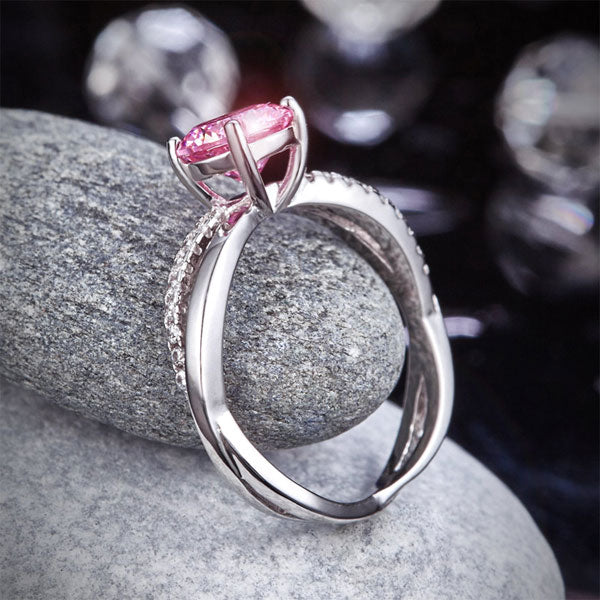 925 Sterling Silver Wedding Promise Anniversary Ring 1.25 Ct Fancy Pink Simulated Diamond