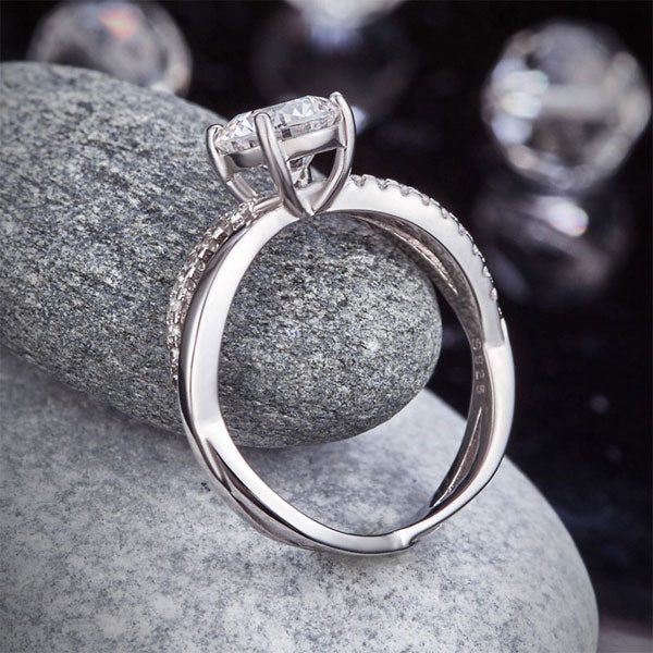 925 Sterling Silver Wedding Promise Anniversary Ring 1.25 Ct Simulated Diamond
