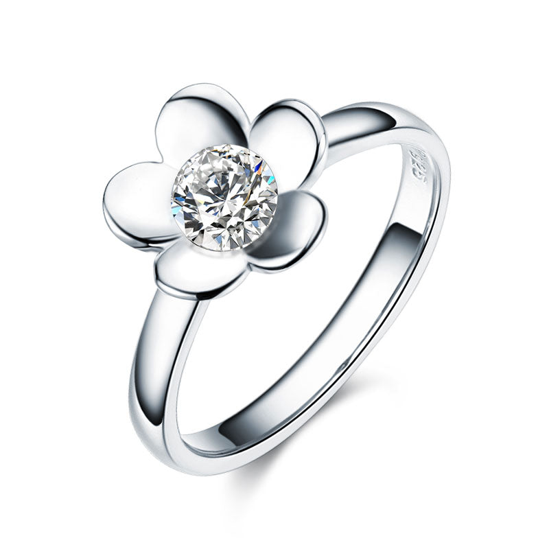 Solid 925 Sterling Silver 2-Pcs Butterfly Flower Ring Set Lady Jewelry 2017 New Design