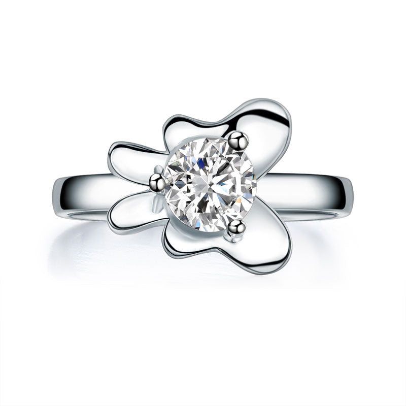 Solid 925 Sterling Silver 2-Pcs Butterfly Flower Ring Set Lady Jewelry 2017 New Design