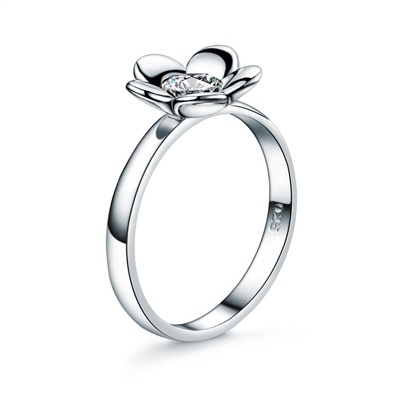 Solid 925 Sterling Silver 2-Pcs Butterfly Flower Ring Set Lady Jewelry 2017 New Design