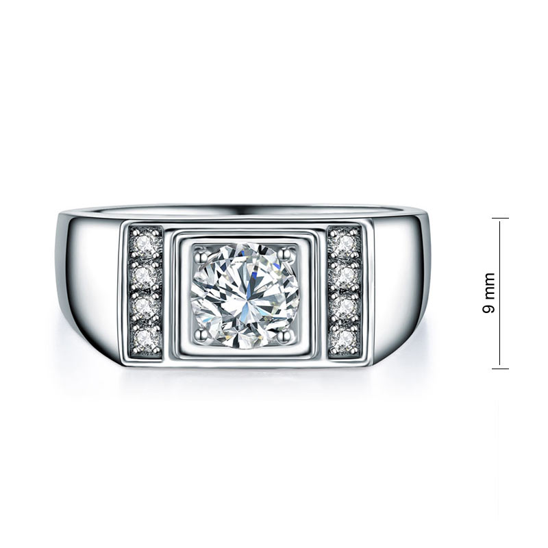 Men's Wedding Band Solid Sterling 925 Silver Ring Bridal Jewelry 1 Carat