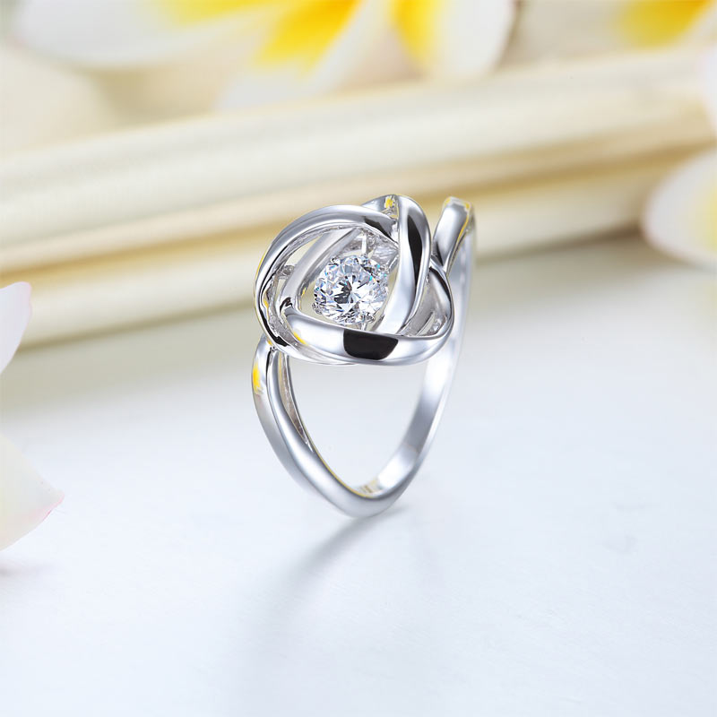 Dancing Stone Woven Solid 925 Sterling Silver Ring New Style