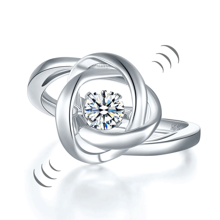 Dancing Stone Woven Solid 925 Sterling Silver Ring New Style
