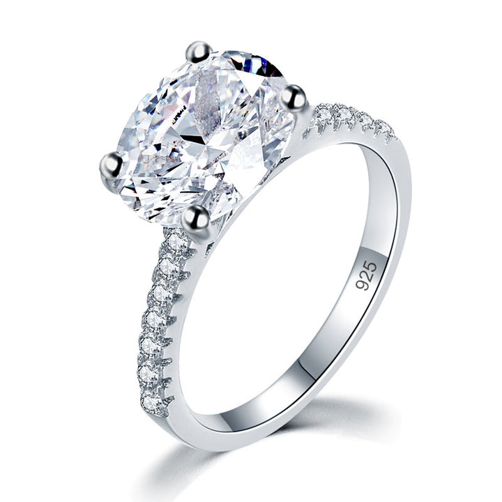 Solid 925 Sterling Silver 4 Carat Wedding Anniversary Ring Oval Cut Luxury Jewelry