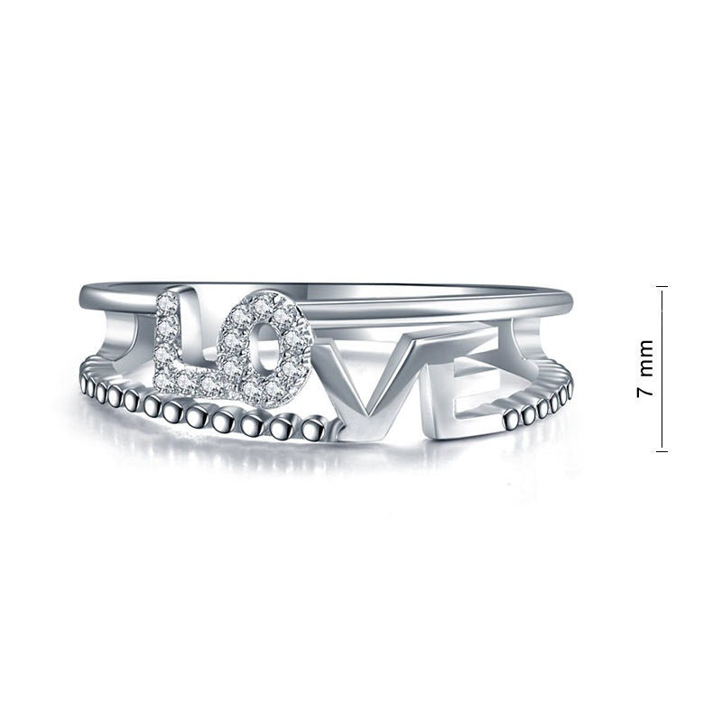 Solid 925 Sterling Silver Ring Band Fashion LOVE 2018 New Style for Girls / Ladies