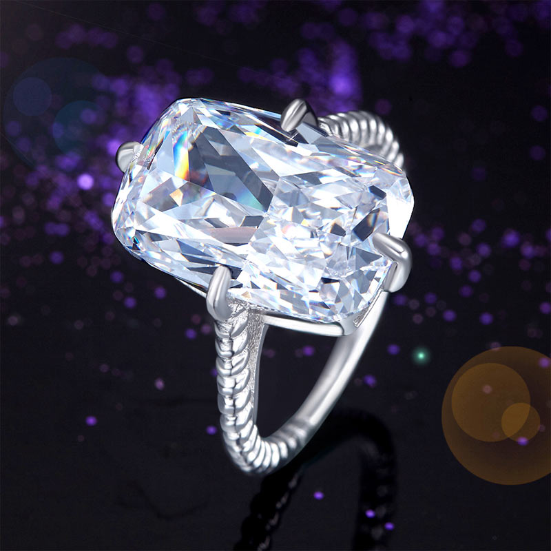 Solid 925 Sterling Silver Luxury Ring Solitaire 8.5 Carat Wedding Engagement Party Pageant Jewelry