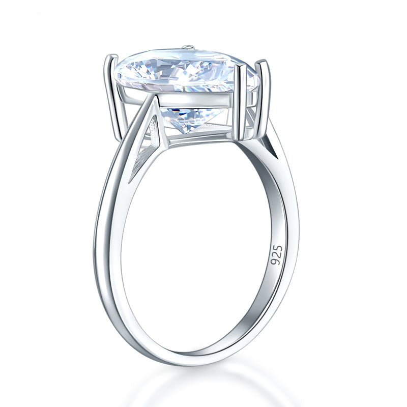Solid 925 Sterling Silver Luxury Ring Solitaire Pear 4.5 Carat Wedding Engagement Party Pageant Jewelry