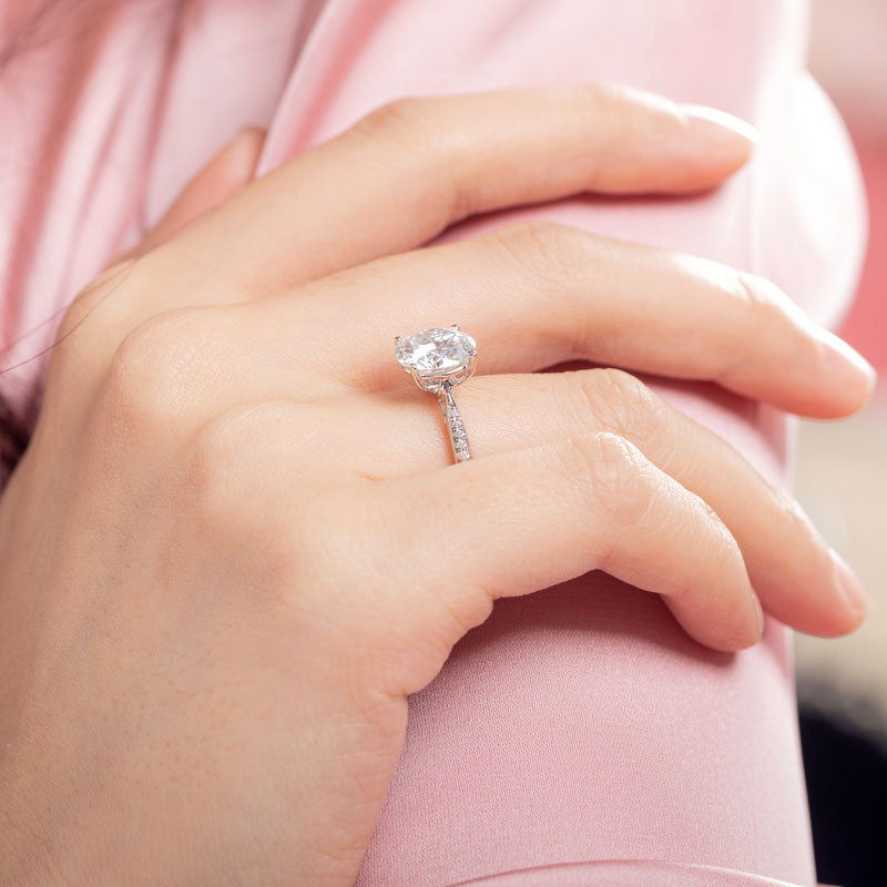 3 Carat Moissanite Diamond (9 mm) Luxury Ring Engagement 925 Sterling Silver