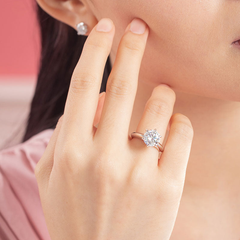 3 Carat Moissanite Diamond (9 mm) Luxury Ring 6 Claws Engagement 925 Sterling Silver