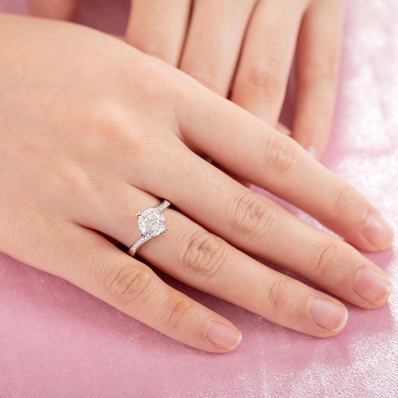 1.5 Carat Moissanite Diamond Ring Heart Shape Prong 925 Sterling Silver