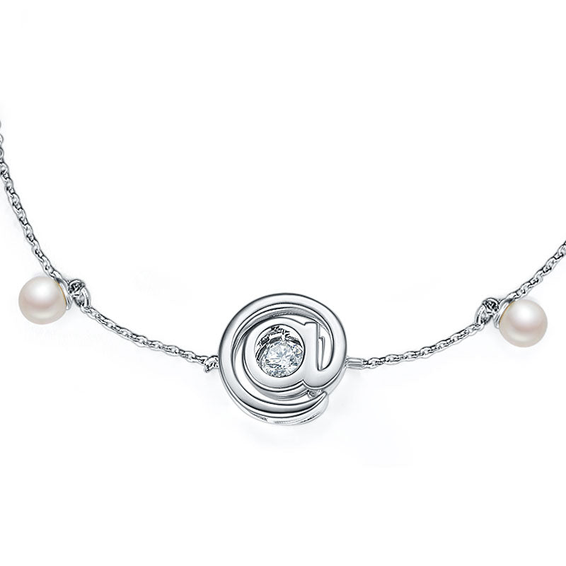 Moissanite Diamond Fresh Water Pearls @ Dancing Stone Bracelet 925 Sterling Silver